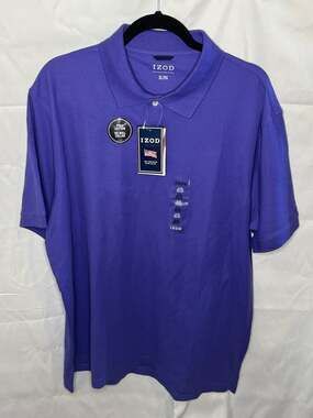 NWT IZOD Men's XL Purple Short Sleeve Pima Cotton No Roll Collar Polo